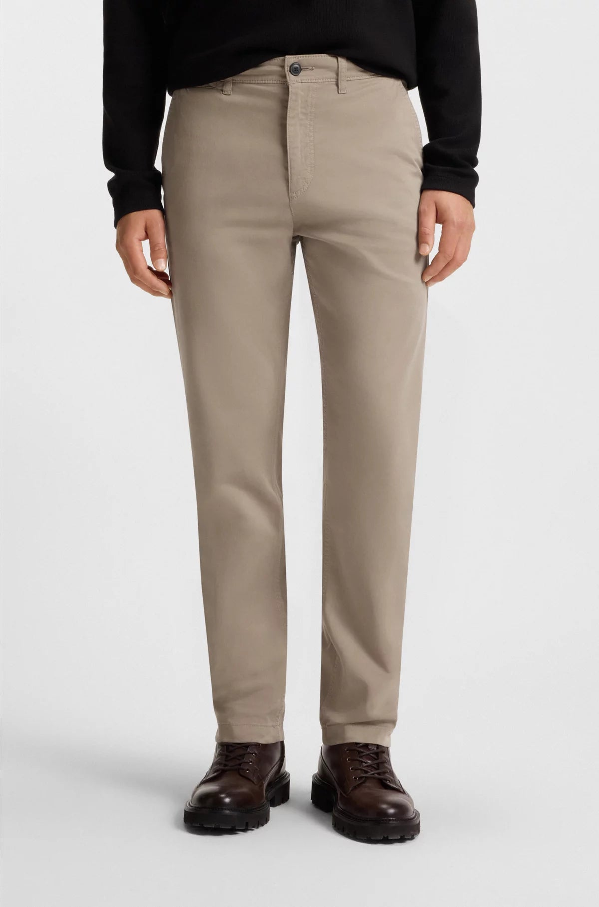 REGULAR-FIT TROUSERS IN STRETCH-COTTON SATIN