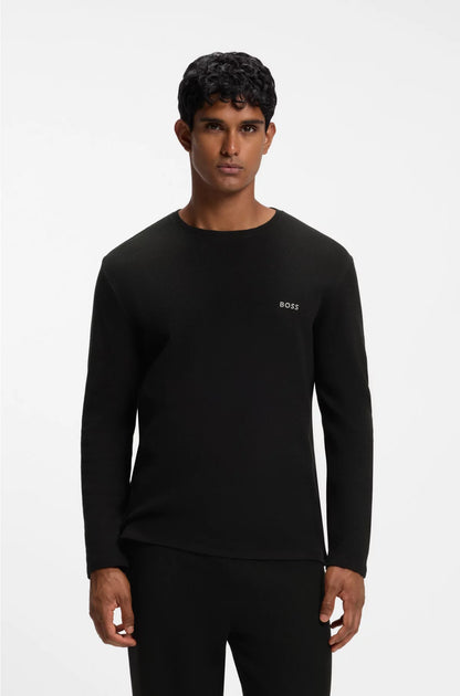 WAFFLE-STRUCTURED PYJAMA T-SHIRT IN A COTTON BLEND