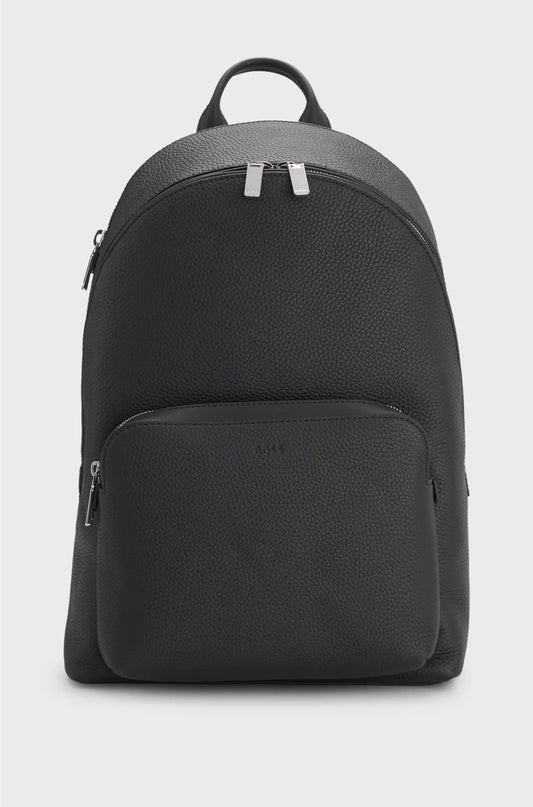 GRAINED ITALIAN-LEATHER BACKPACK WITH EMBOSSED LOGO