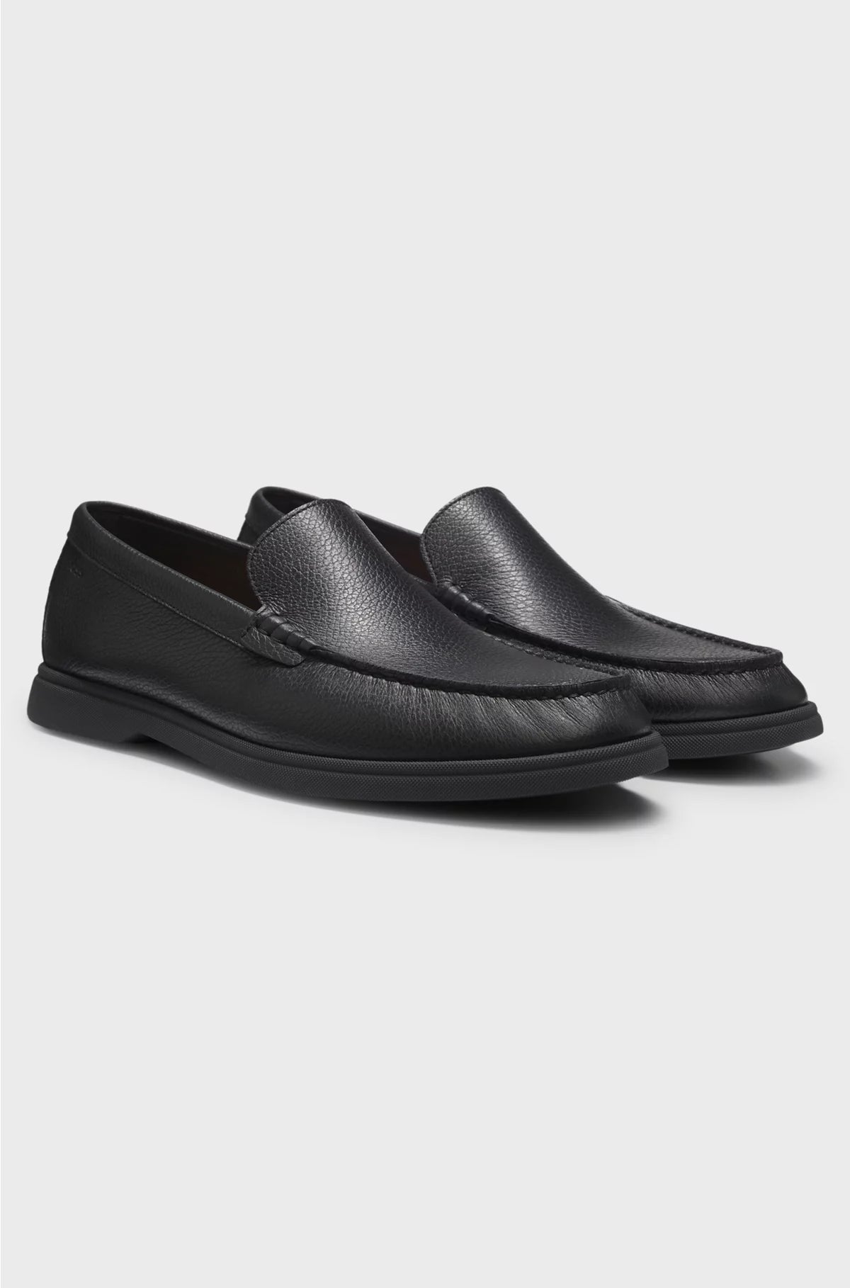 TUMBLED-LEATHER MOCCASINS WITH LOGO DETAIL