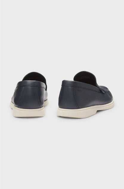 TUMBLED-LEATHER MOCCASINS WITH LOGO DETAIL