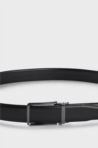 ITALIAN-LEATHER AUTOMATIC BELT WITH LOGO KEEPER