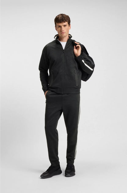 CIRCLE-JACQUARD ZIP-UP SWEATSHIRT WITH SIDE STRIPES