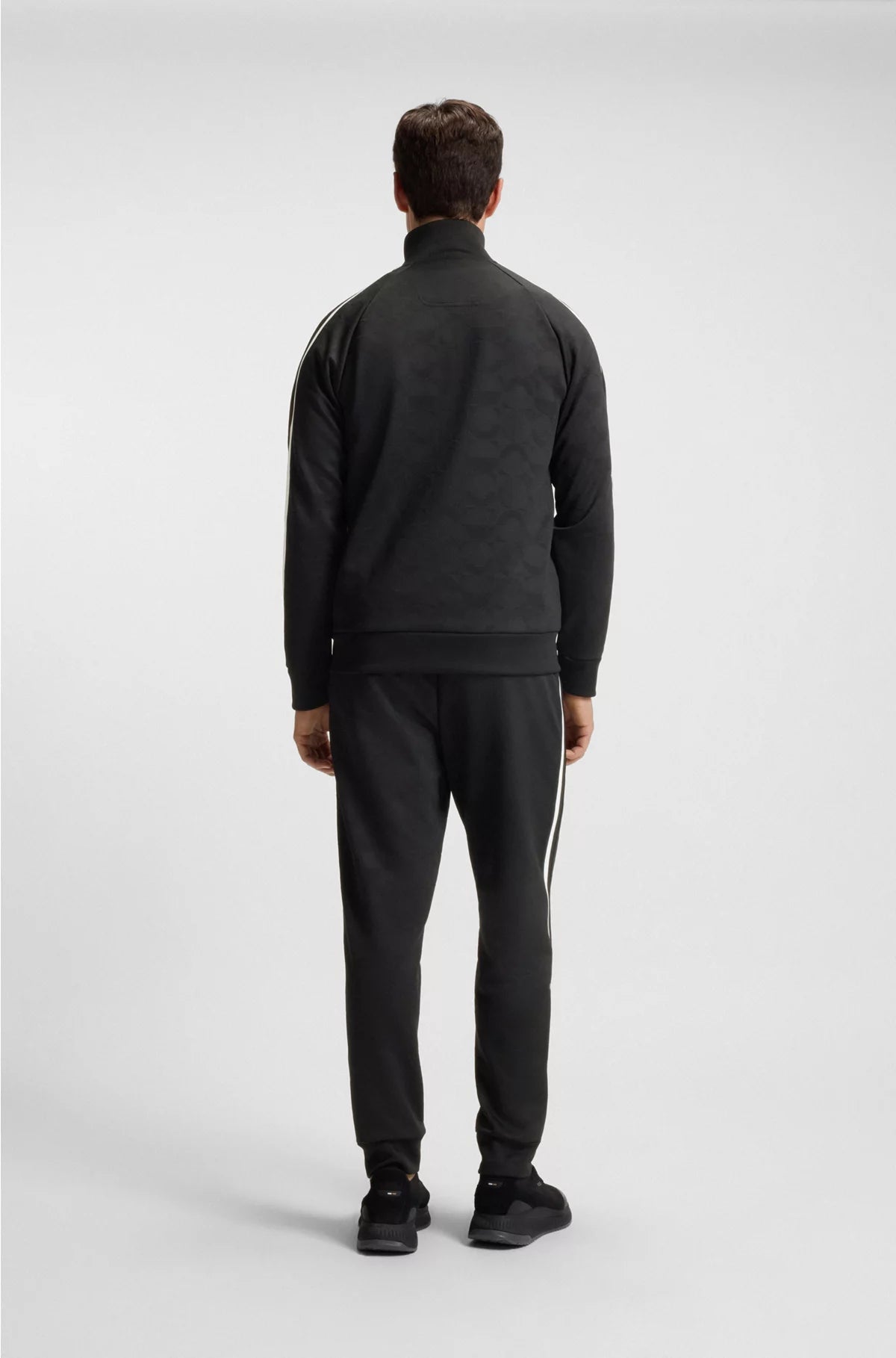 CIRCLE-JACQUARD ZIP-UP SWEATSHIRT WITH SIDE STRIPES