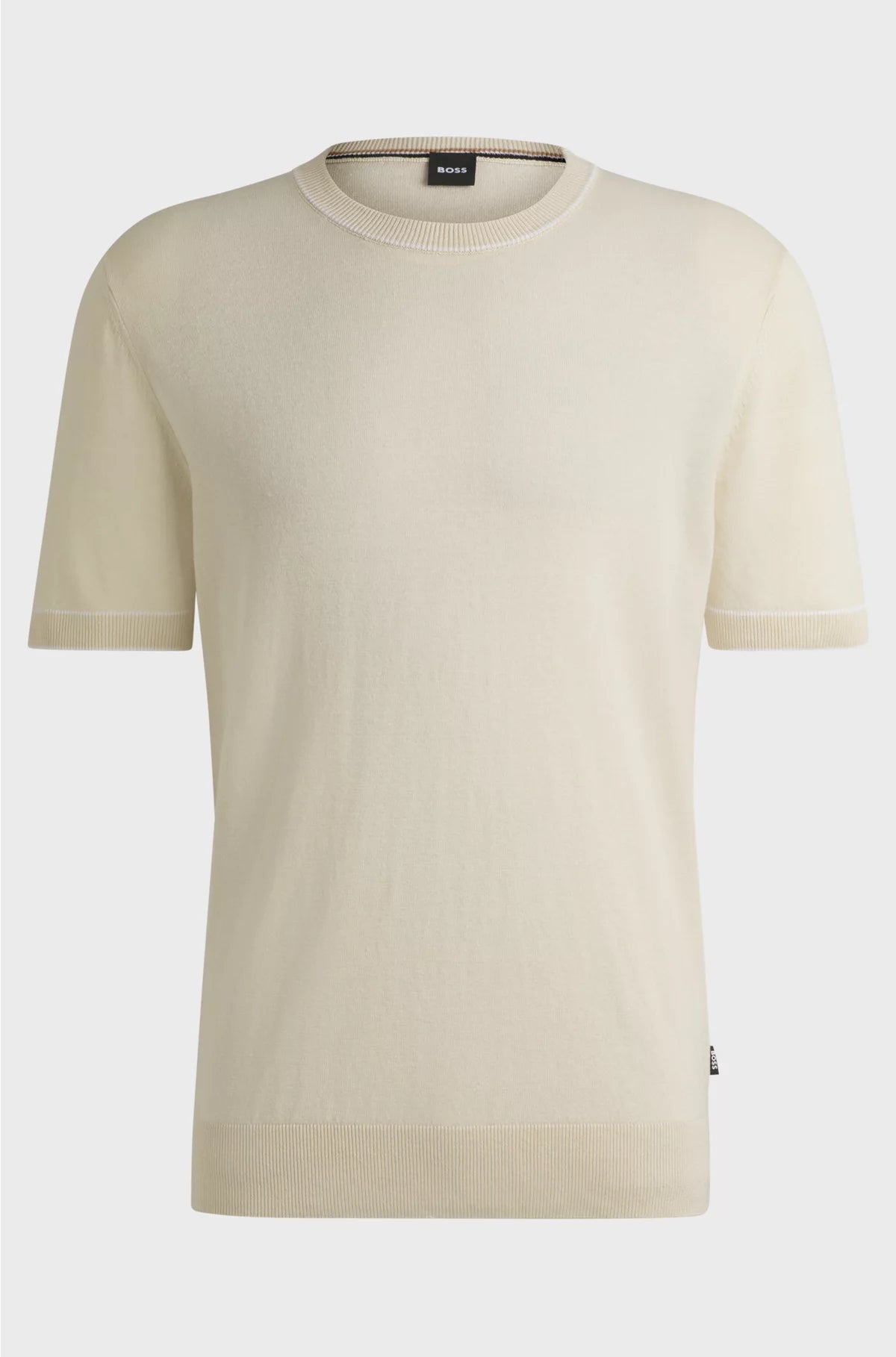 LINEN-BLEND KNIT SWEATSHIRT WITH TIPPING