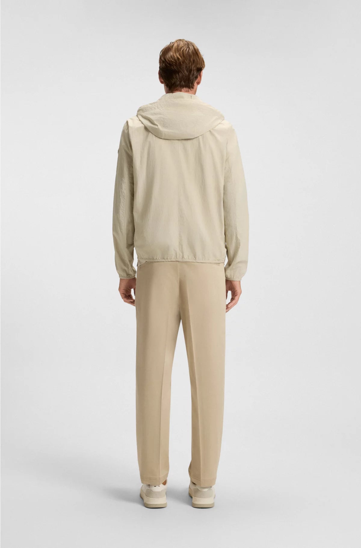 WATER-REPELLENT JACKET IN CRINKLE FABRIC WITH ADJUSTABLE HOOD