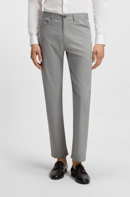 SLIM-FIT TROUSERS IN COTTON, SILK AND STRETCH