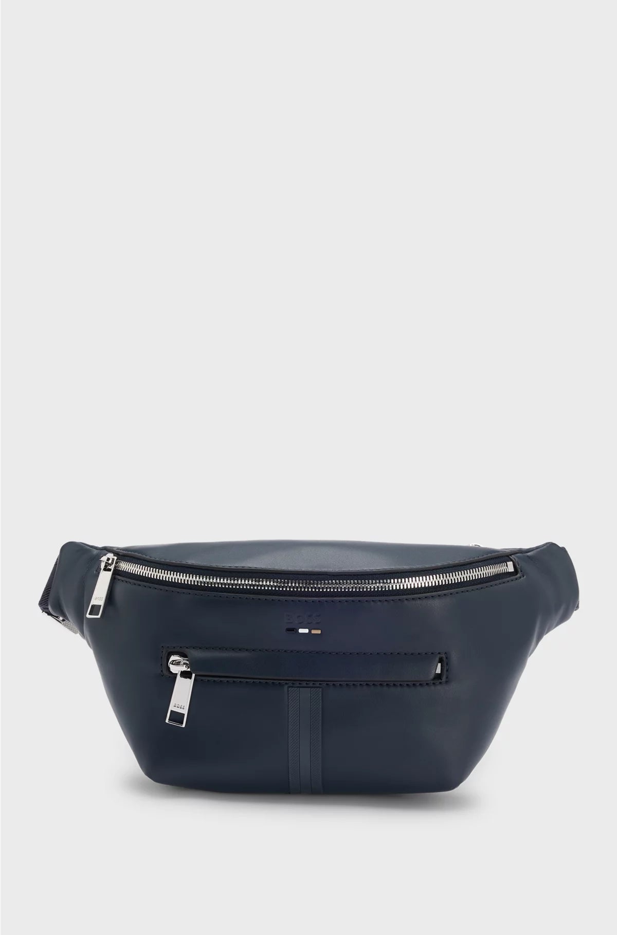 FAUX-LEATHER BELT BAG WITH TEXTURED TRIM