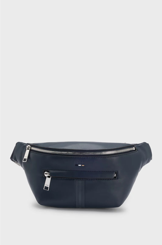 FAUX-LEATHER BELT BAG WITH TEXTURED TRIM