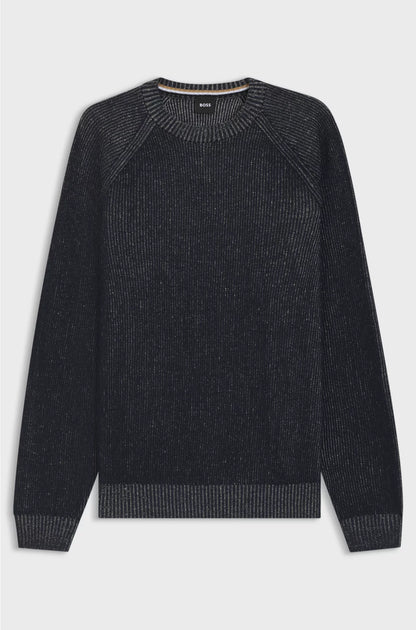 COTTON-LINEN SWEATER WITH STRIPED KNIT