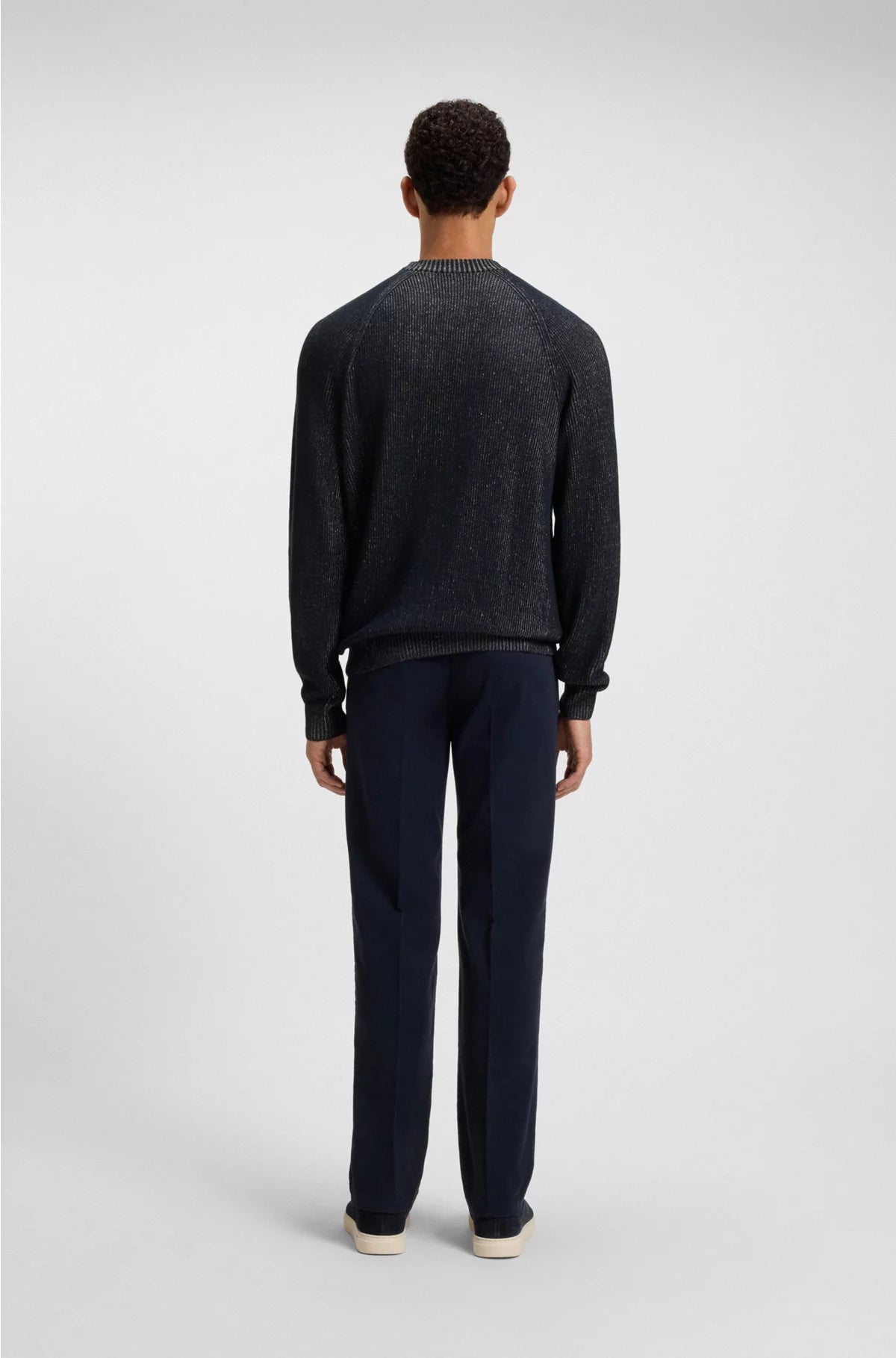 COTTON-LINEN SWEATER WITH STRIPED KNIT