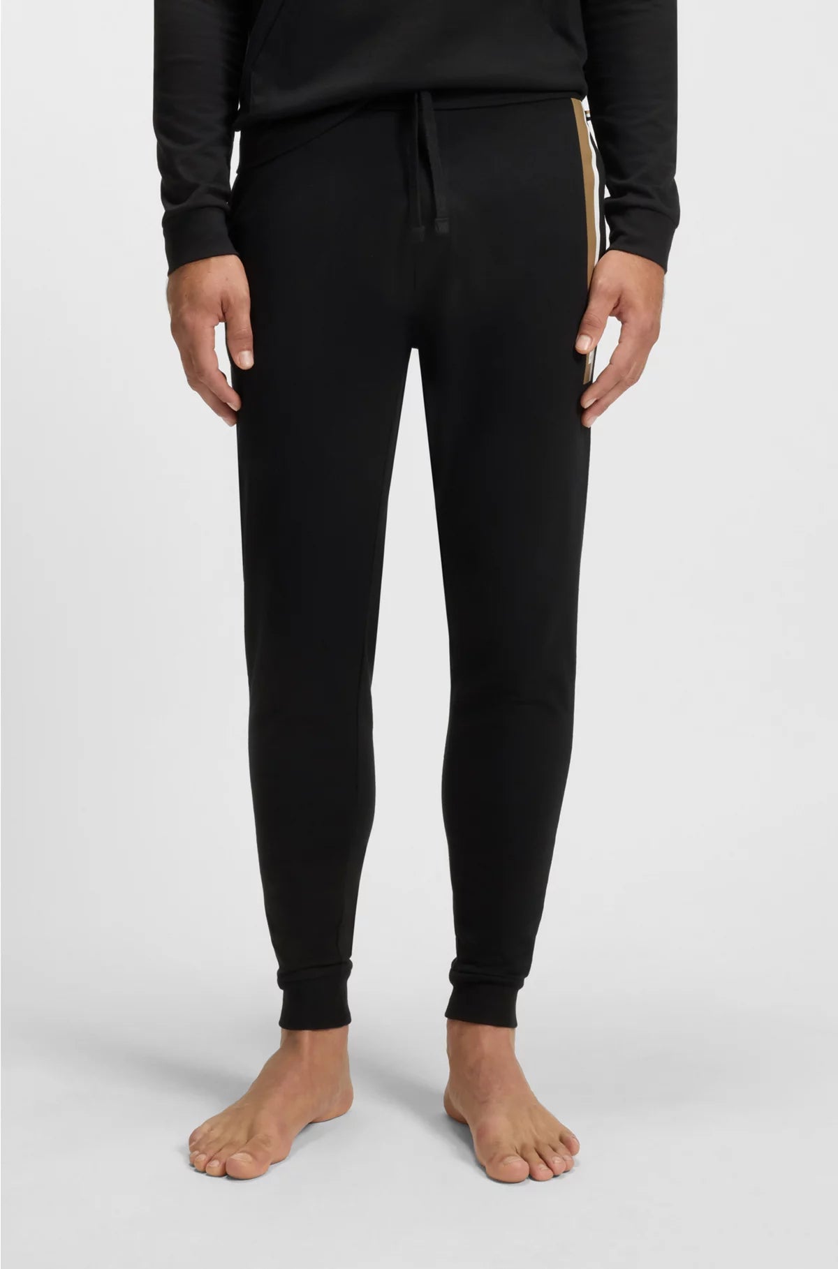 COTTON-TERRY TRACKSUIT BOTTOMS WITH STRIPE PRINT