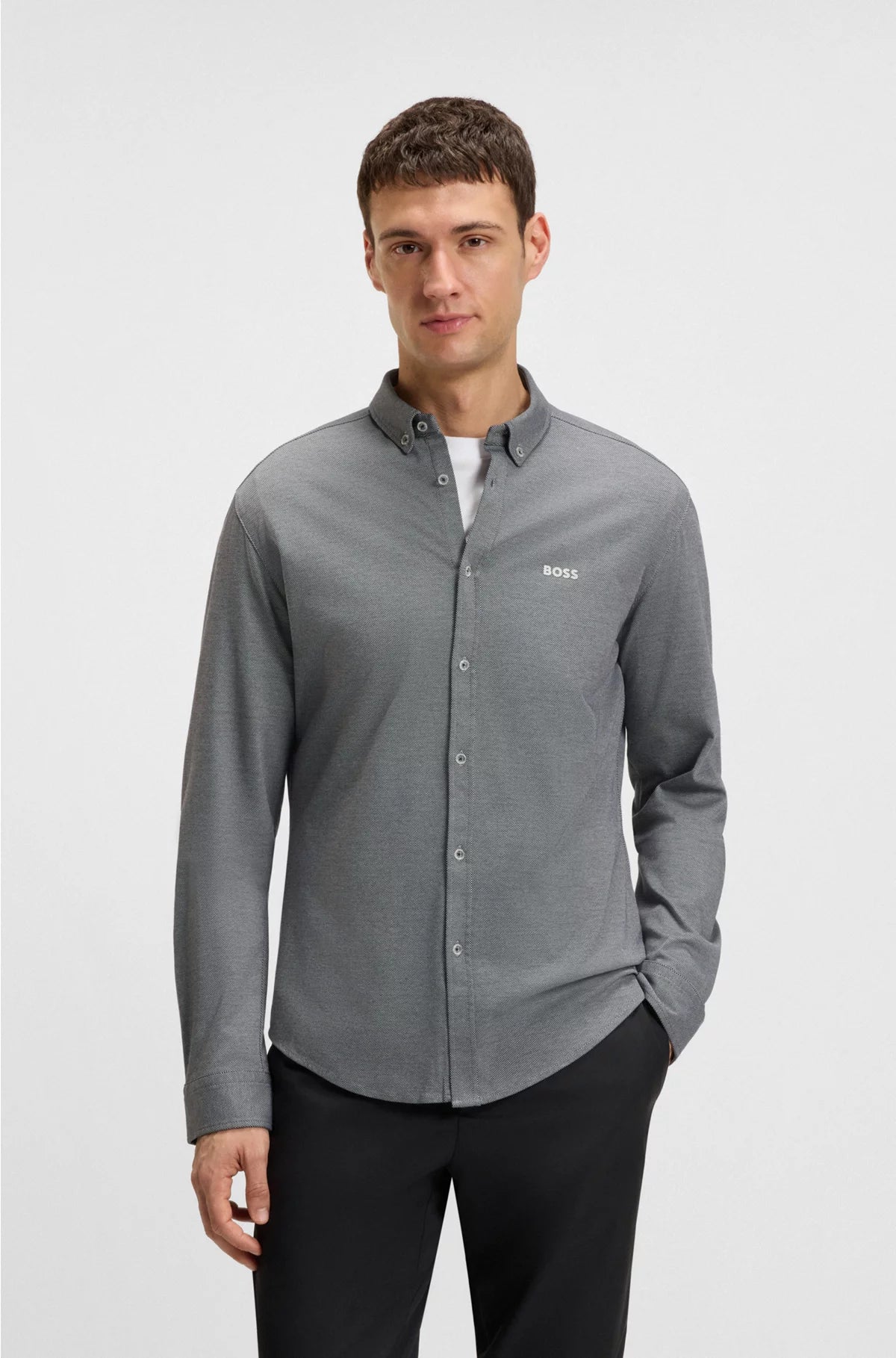 REGULAR-FIT SHIRT IN CREASE-RESISTANT COTTON JERSEY