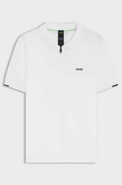 ZIP-NECK KNIT POLO SWEATER IN COTTON