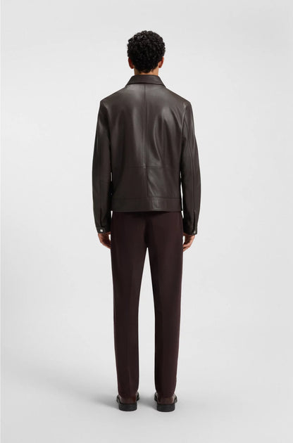 REGULAR-FIT LEATHER JACKET WITH ZIP CLOSURE