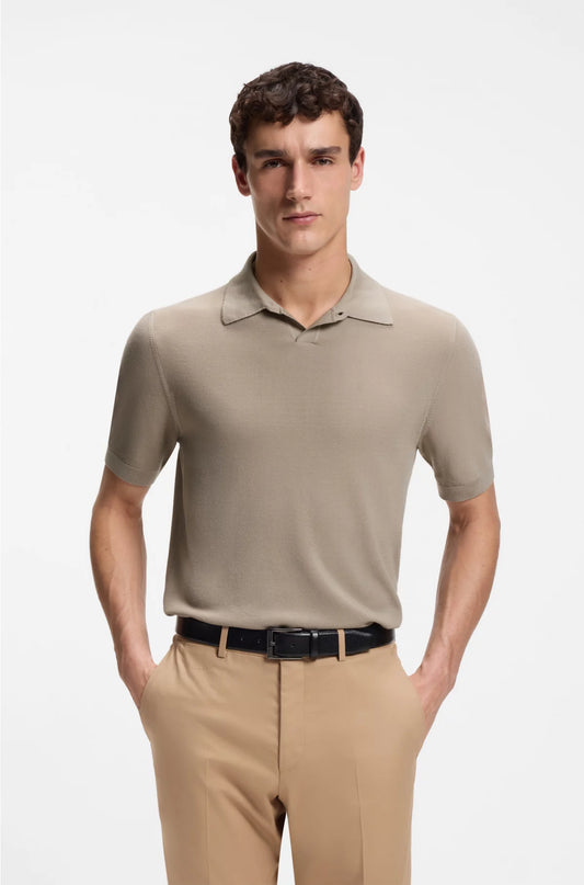 KNIT POLO IN MERINO WOOL WITH NATURAL STRETCH