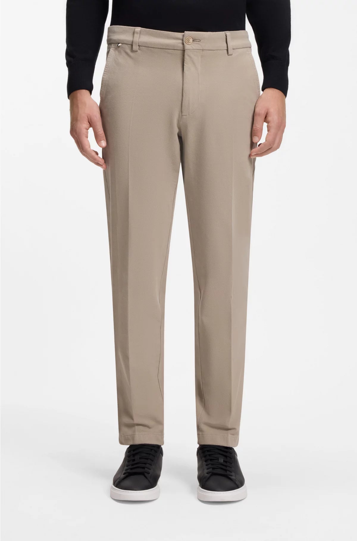 SLIM-FIT TROUSERS IN STRUCTURED STRETCH COTTON