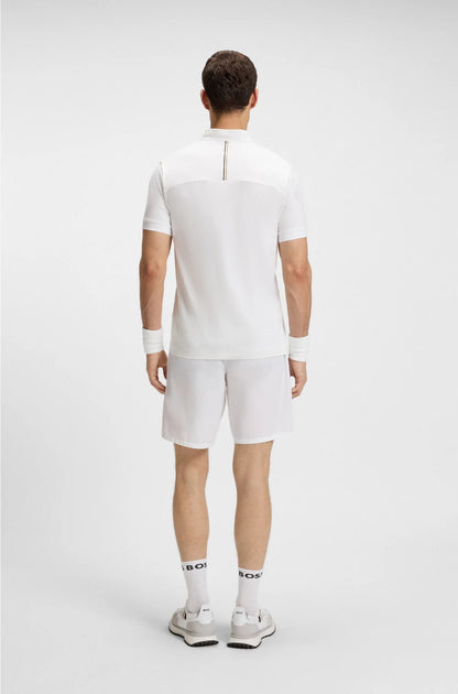 ACTIVE ZIP-NECK T-SHIRT IN STRETCH-MESH JERSEY