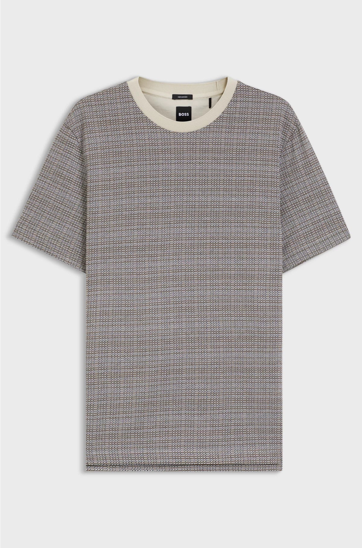 MERCERISED-COTTON T-SHIRT WITH GRID PATTERN