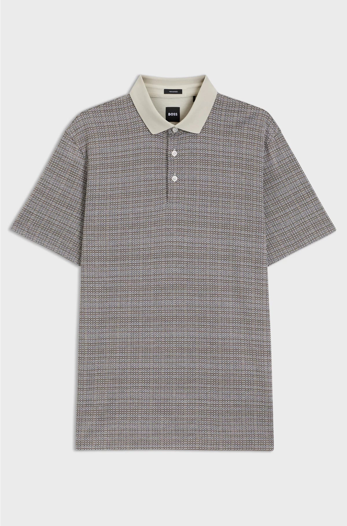 MERCERISED-COTTON POLO SHIRT WITH GRID PATTERN