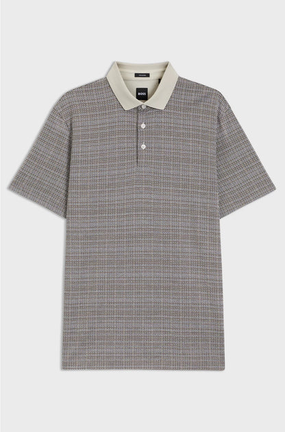 MERCERISED-COTTON POLO SHIRT WITH GRID PATTERN