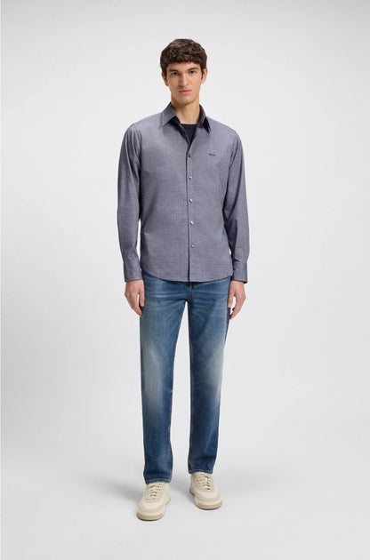 REGULAR-FIT SHIRT IN STRETCH-COTTON DOBBY