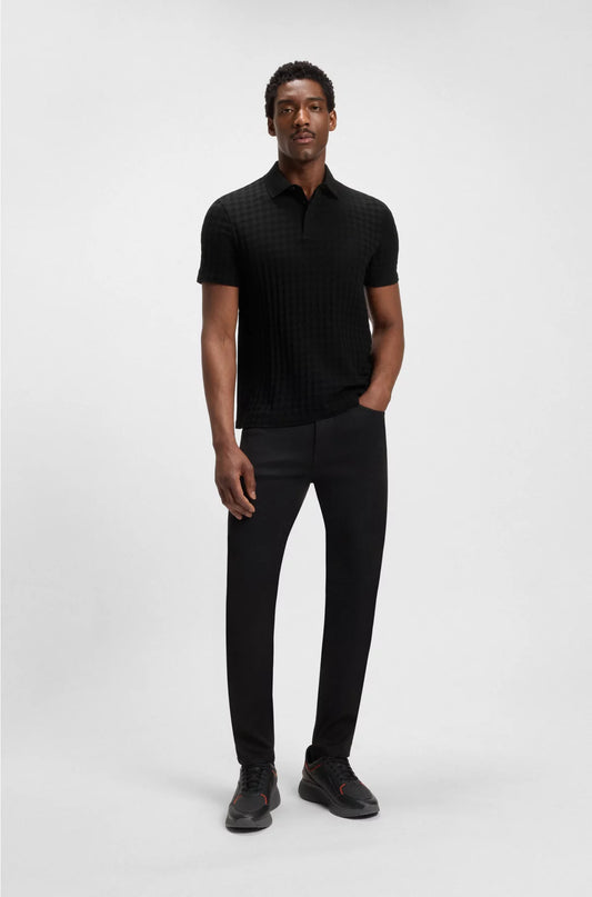 POLO SHIRT IN HOUNDSTOOTH-JACQUARD MERCERISED COTTON