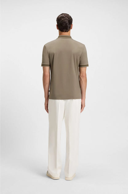 MERCERISED-COTTON SLIM-FIT POLO SHIRT WITH STRUCTURED TRIMS