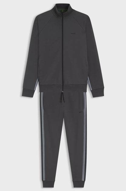 REGULAR-FIT TRACKSUIT SET IN STRETCH COTTON WITH STRIPED TRIMS
