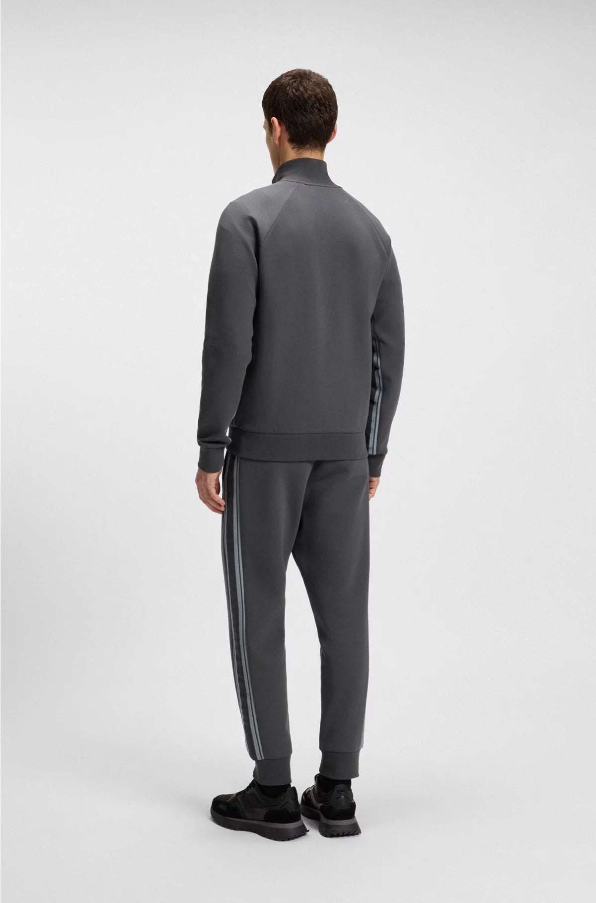 REGULAR-FIT TRACKSUIT SET IN STRETCH COTTON WITH STRIPED TRIMS