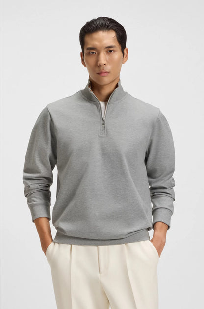 COTTON-BLEND SWEATSHIRT WITH ZIP NECK