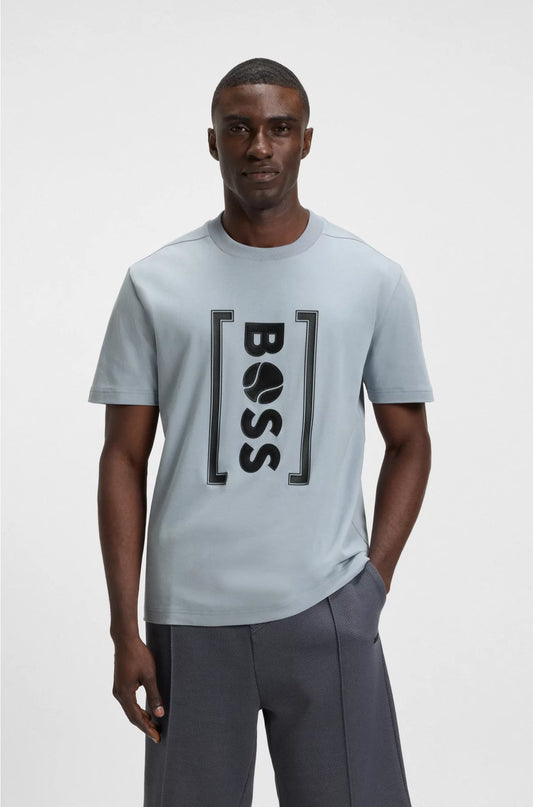 RELAXED-FIT T-SHIRT WITH TENNIS-INSPIRED MESH-PRINT LOGO
