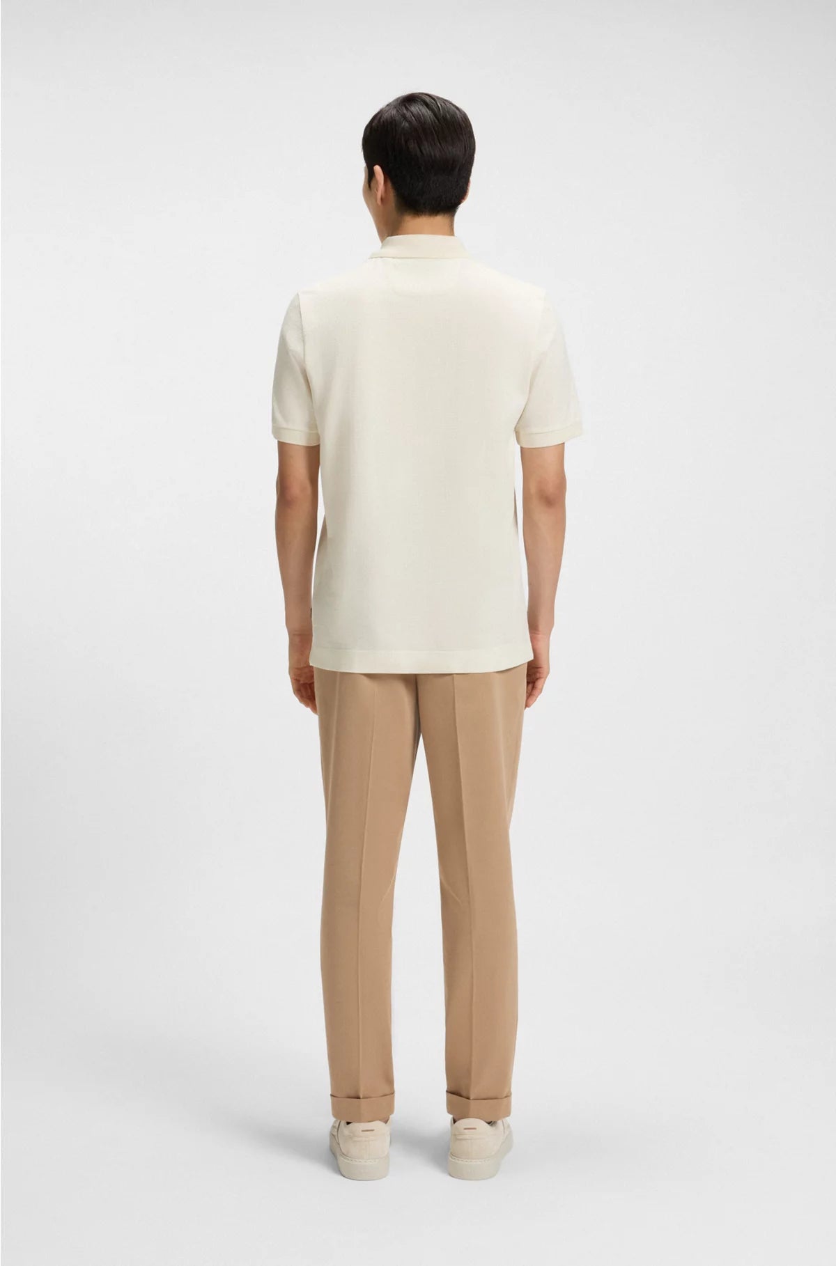 ZIP-NECK POLO SHIRT IN MERCERISED COTTON-SILK JACQUARD