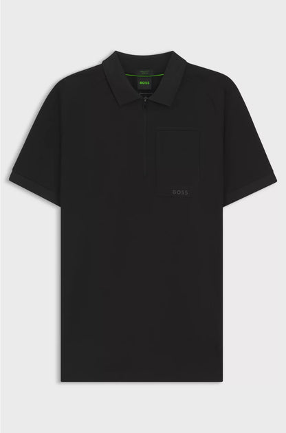 ZIP-NECK POLO SHIRT IN MOISTURE-WICKING STRETCH COTTON