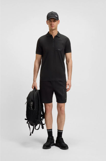 ZIP-NECK POLO SHIRT IN MOISTURE-WICKING STRETCH COTTON