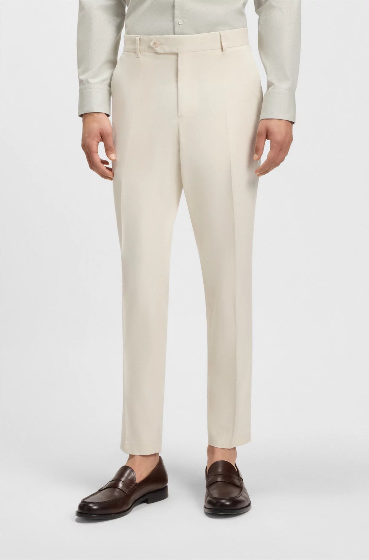 MACHINE-WASHABLE TAPERED-FIT TROUSERS IN STRETCH FABRIC