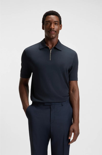 ZIP-NECK POLO SHIRT WITH PIQUE WEAVE