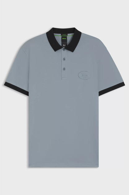 COTTON-BLEND POLO SHIRT IN MOISTURE-WICKING STRETCH PIQUE