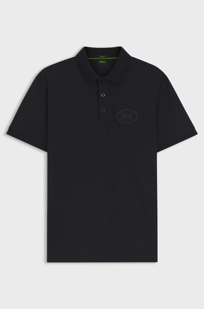 COTTON-BLEND POLO SHIRT IN MOISTURE-WICKING STRETCH PIQUE