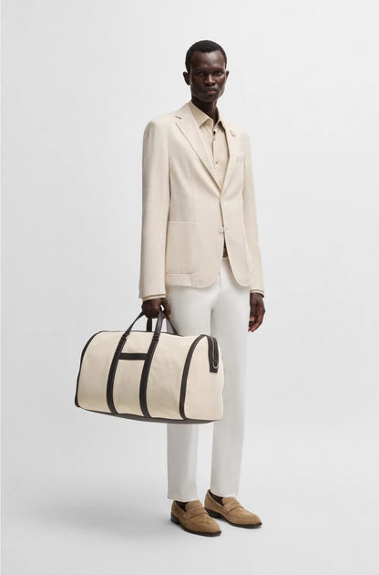 CANVAS HOLDALL WITH LEATHER TRIMS
