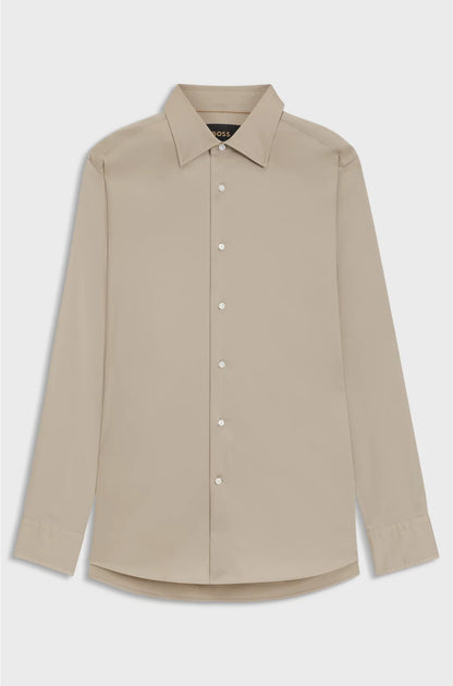 SLIM-FIT SHIRT IN ITALIAN-MADE COTTON-BLEND POPLIN