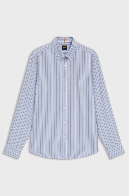 REGULAR-FIT SHIRT IN STRIPED STRETCH COTTON