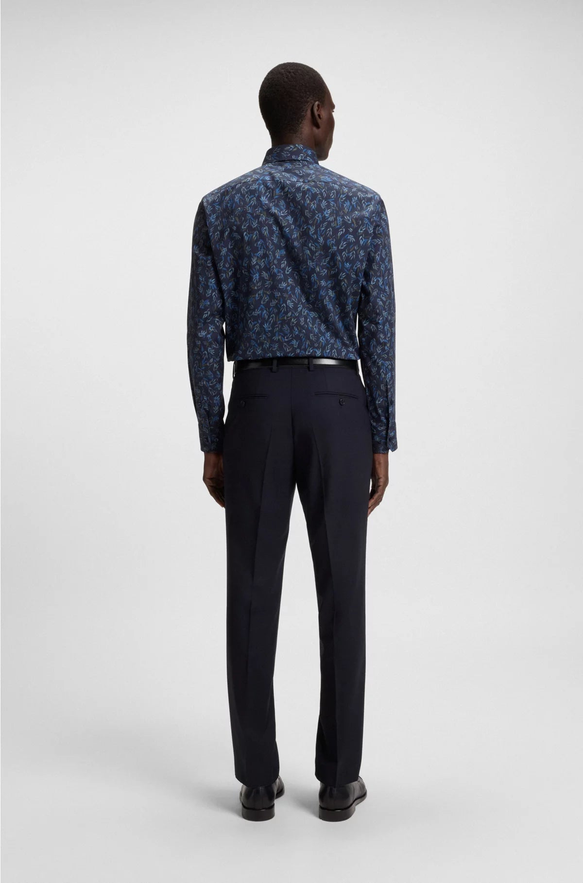 REGULAR-FIT SHIRT IN PRINTED STRETCH-COTTON POPLIN