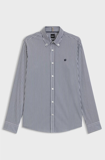 SLIM-FIT SHIRT IN A STRIPED COTTON BLEND