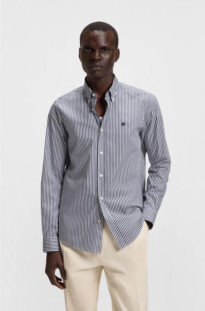 SLIM-FIT SHIRT IN A STRIPED COTTON BLEND