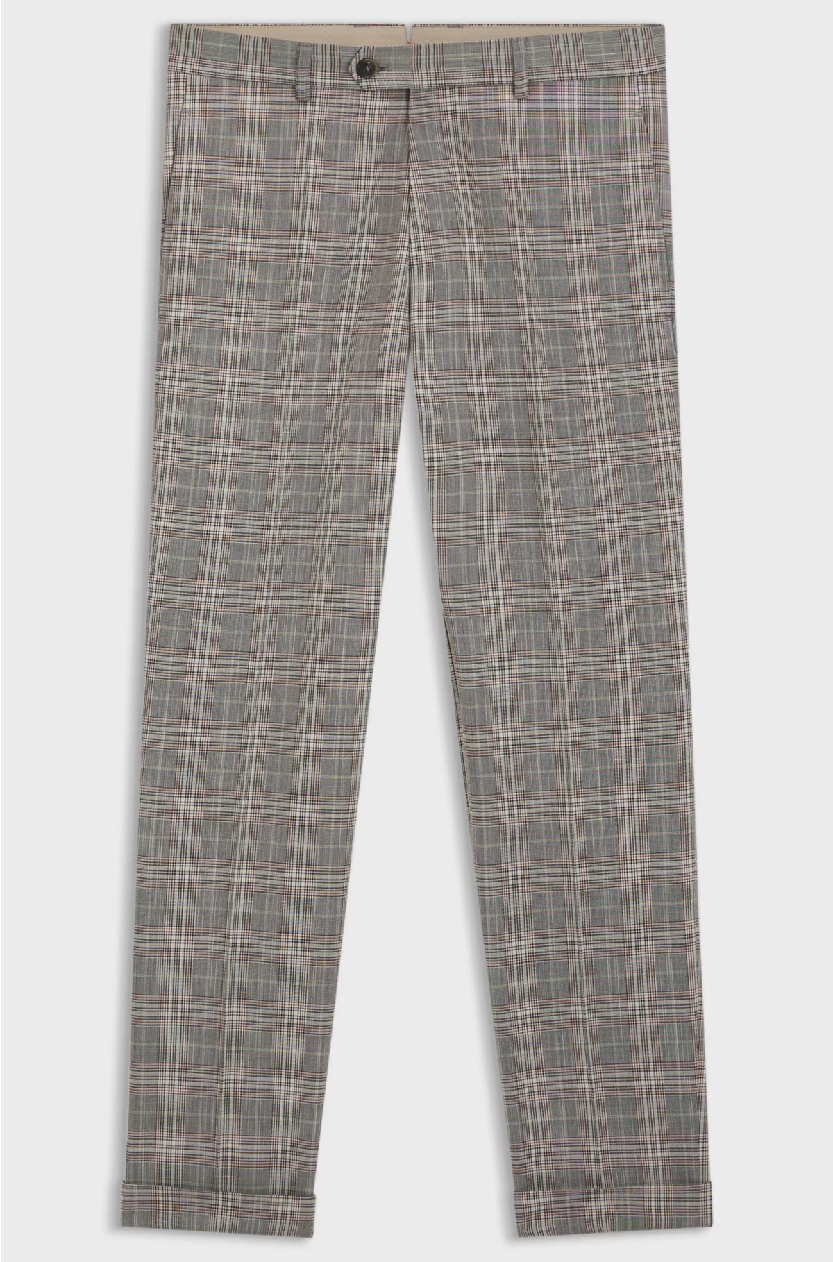TAPERED-FIT TROUSERS IN CHECKED VIRGIN WOOL AND SILK