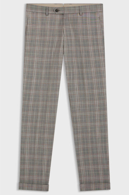 TAPERED-FIT TROUSERS IN CHECKED VIRGIN WOOL AND SILK