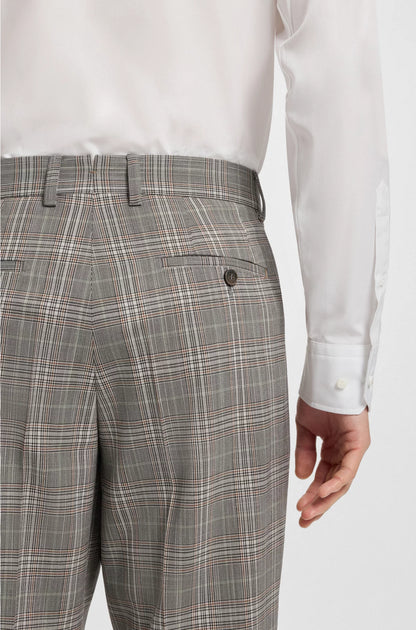 TAPERED-FIT TROUSERS IN CHECKED VIRGIN WOOL AND SILK