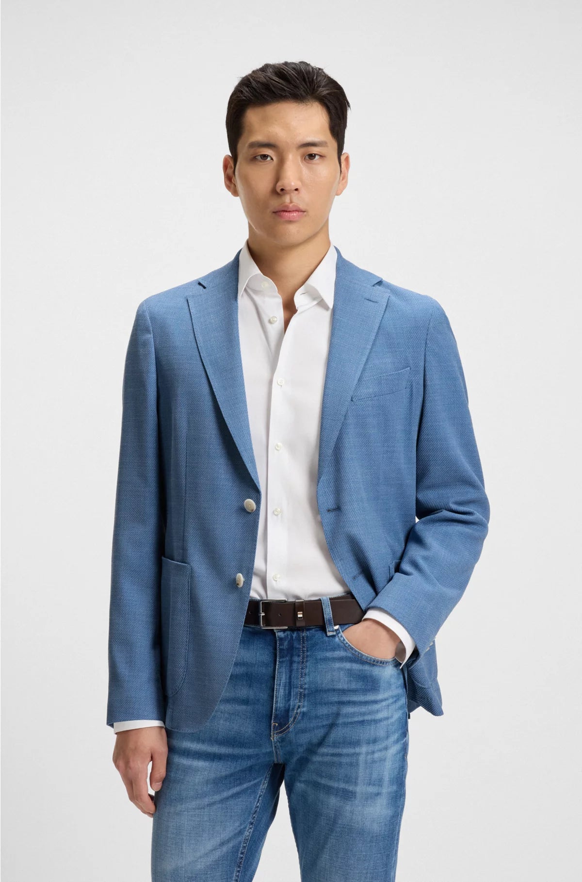 SLIM-FIT BLAZER INMICRO-PATTERNED COMFORT-STRETCH CLOTH