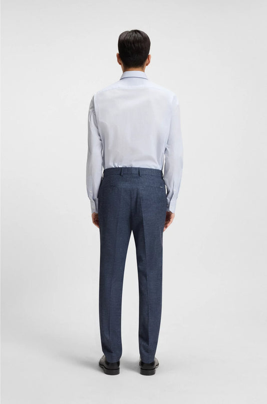 SLIM-FIT TROUSERS IN PATTERNED STRETCH FABRIC